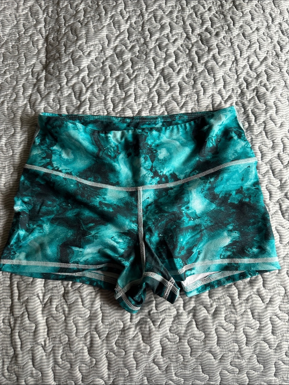 Fleo Teal Marble Athletic Shorts